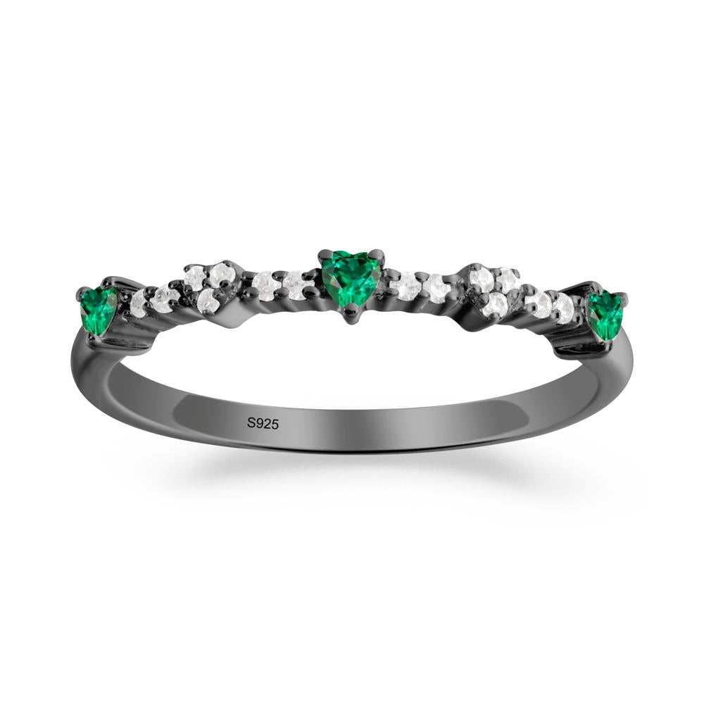 Simple Heart Shaped Emerald Promise Ring - LUO Jewelry #metal_black finish sterling silver