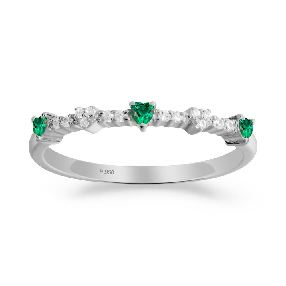 Simple Heart Shaped Emerald Promise Ring - LUO Jewelry #metal_platinum