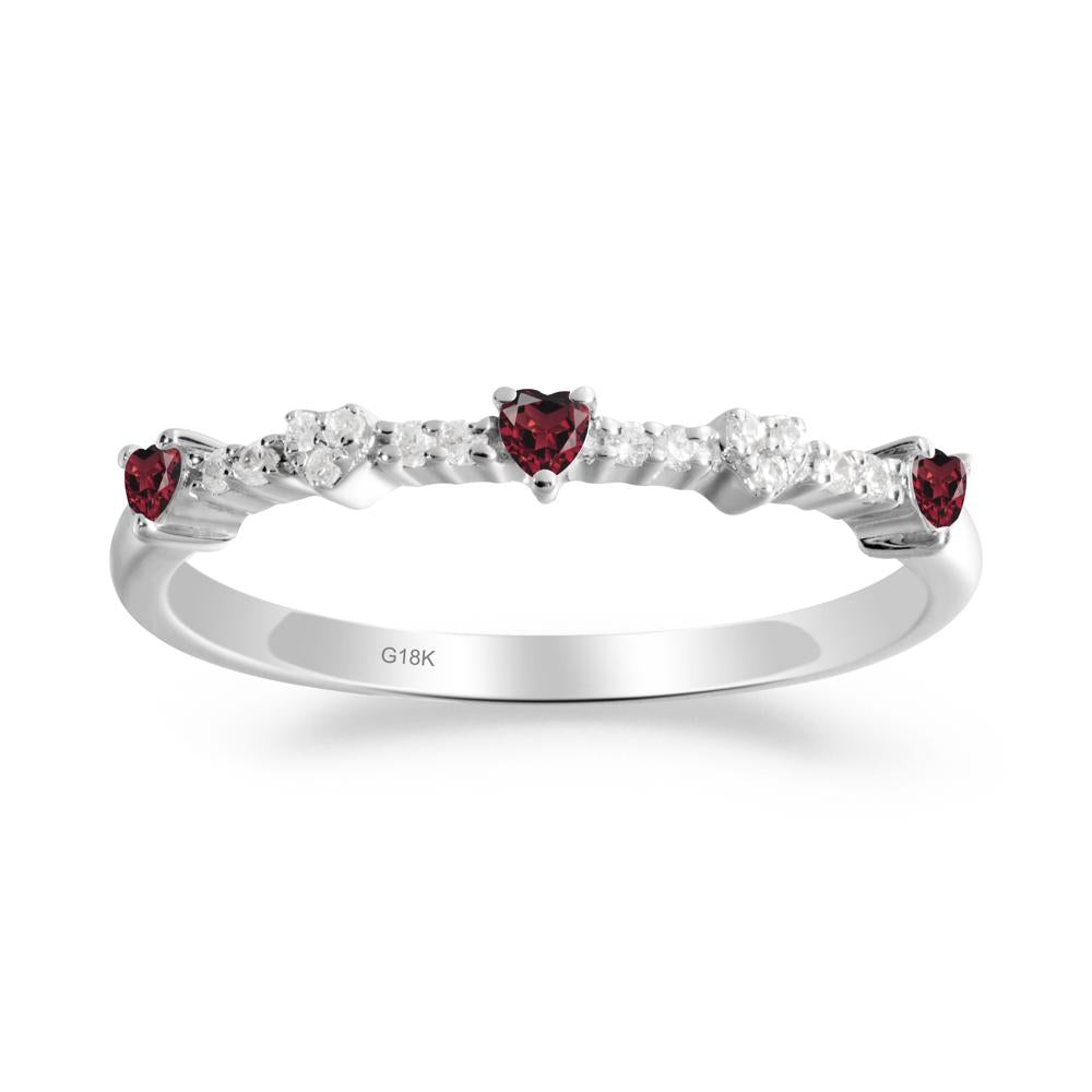 Simple Heart Shaped Garnet Promise Ring - LUO Jewelry #metal_18k white gold