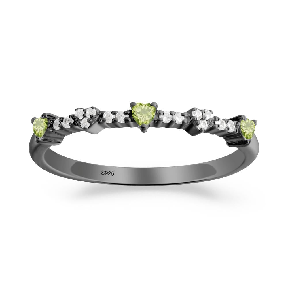 Simple Heart Shaped Peridot Promise Ring - LUO Jewelry #metal_black finish sterling silver