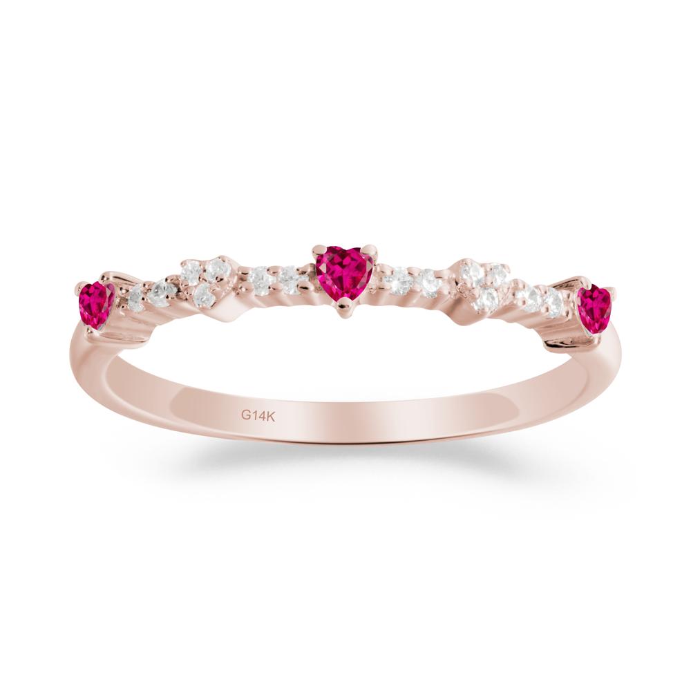 Simple Heart Shaped Ruby Promise Ring - LUO Jewelry #metal_14k rose gold