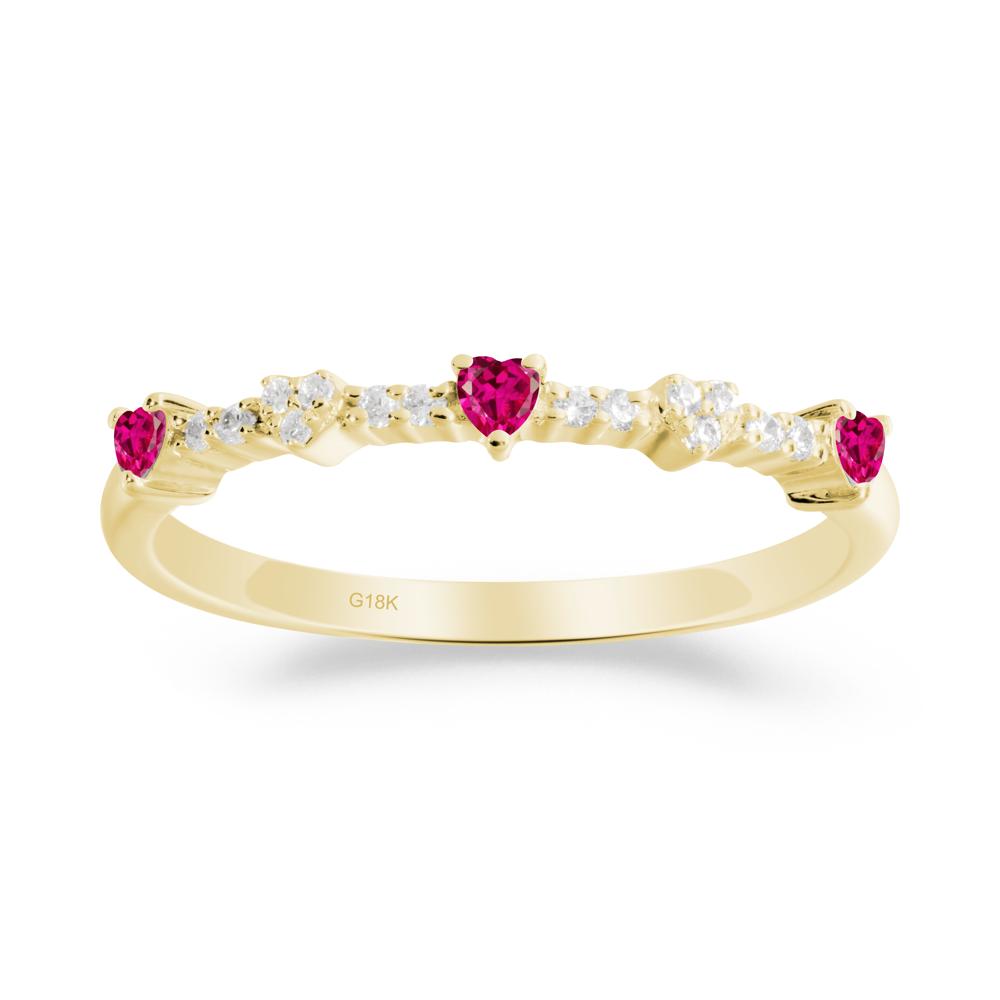 Simple Heart Shaped Ruby Promise Ring - LUO Jewelry #metal_18k yellow gold