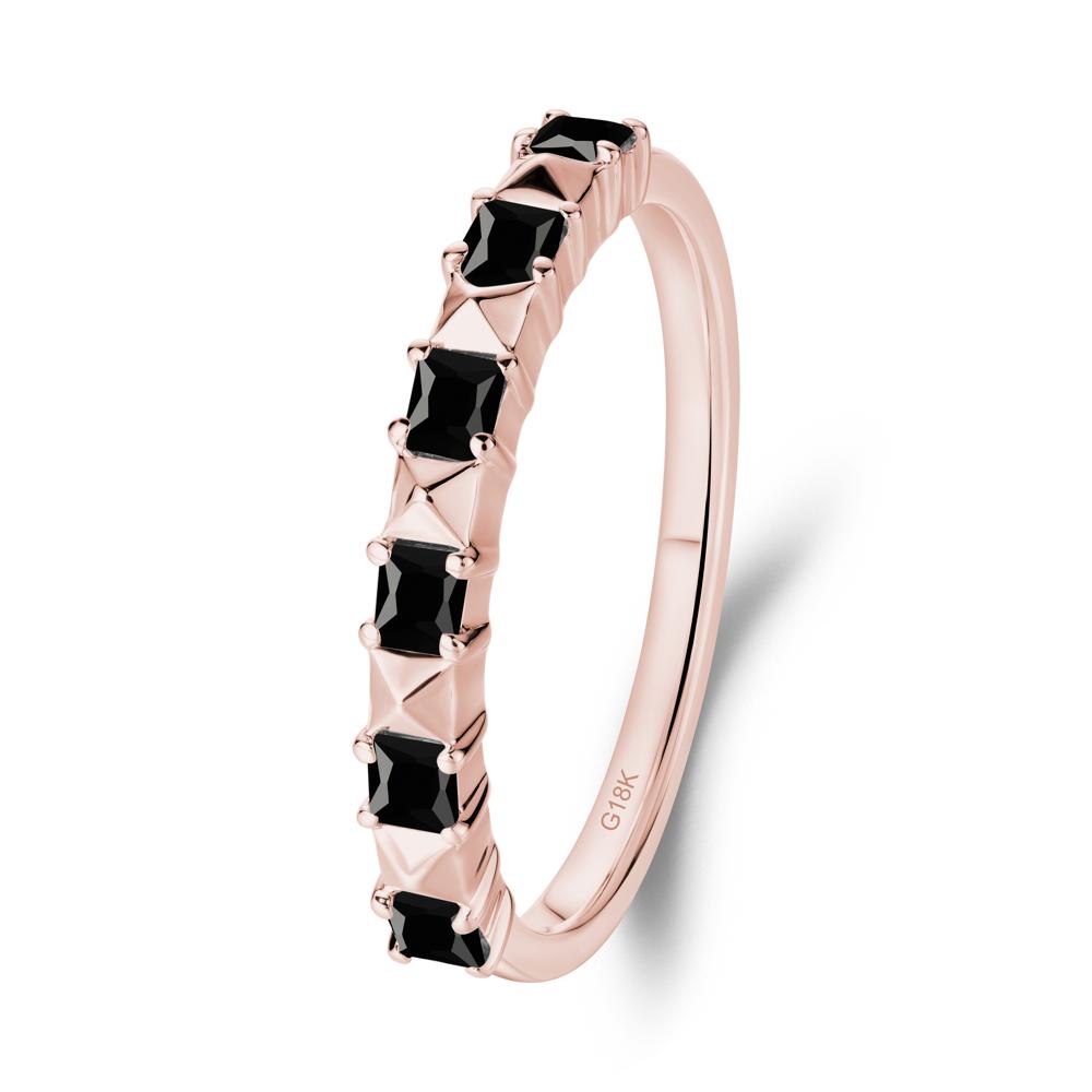 Princess Cut Black Spinel Anniversary Ring - LUO Jewelry #metal_18k rose gold