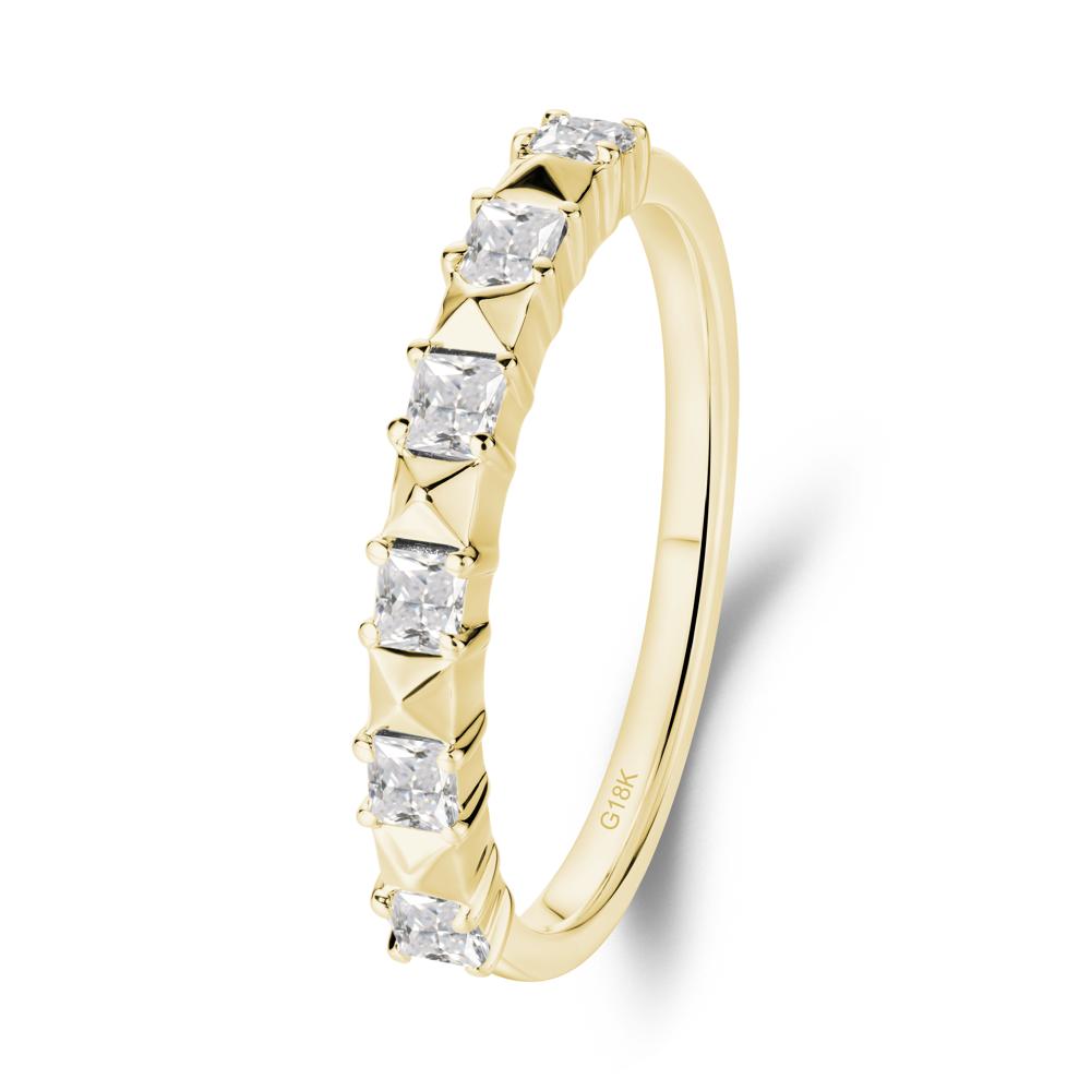 Princess Cut Cubic Zirconia Anniversary Ring - LUO Jewelry #metal_18k yellow gold