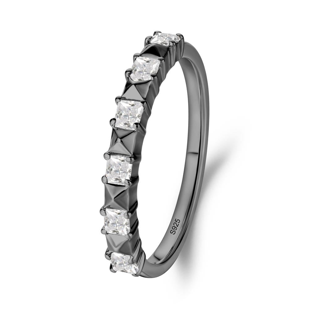 Princess Cut Cubic Zirconia Anniversary Ring - LUO Jewelry #metal_black finish sterling silver