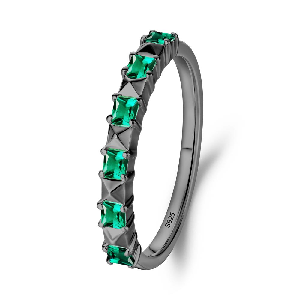 Princess Cut Emerald Stacking Ring - LUO Jewelry #metal_black finish sterling silver