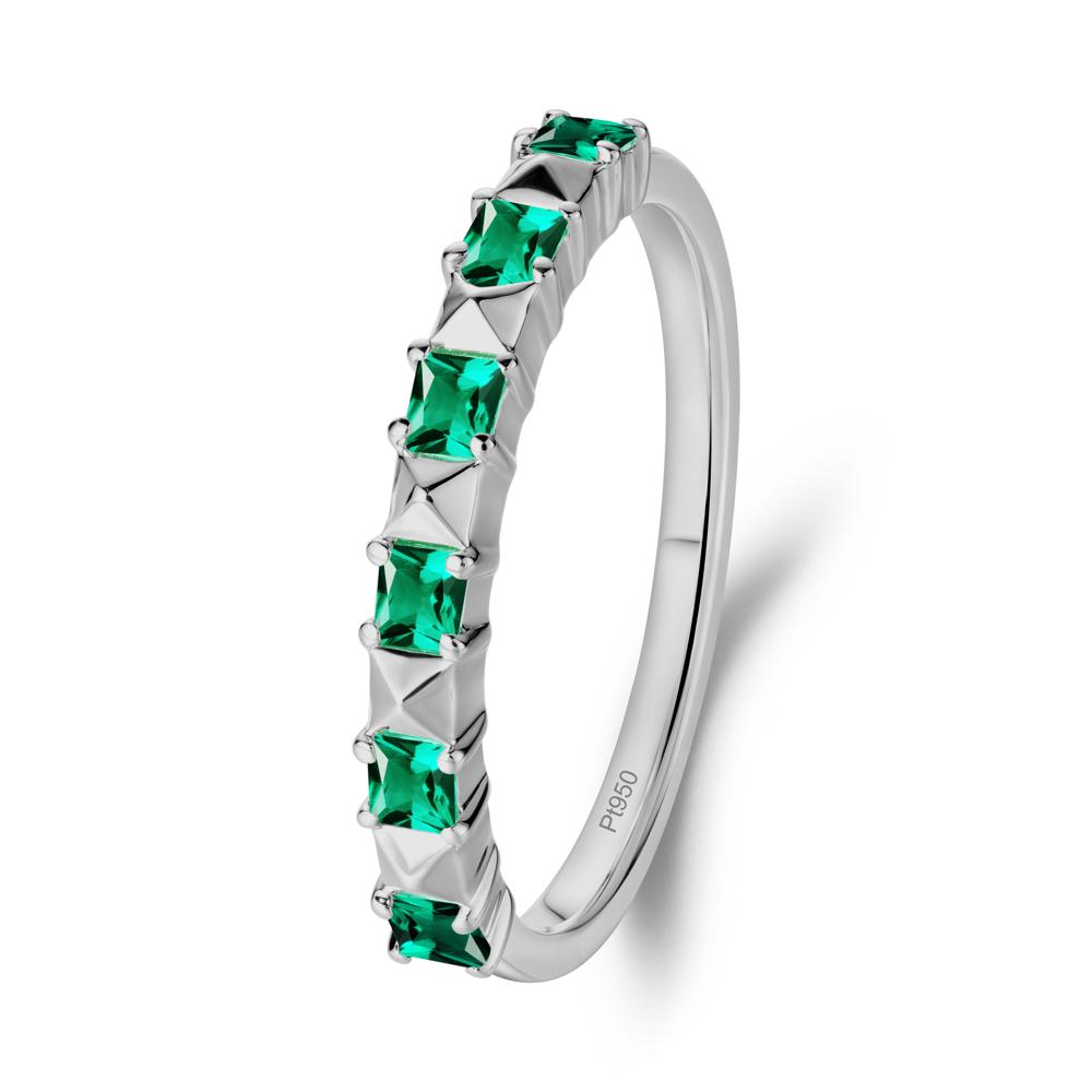 Princess Cut Emerald Stacking Ring - LUO Jewelry #metal_platinum