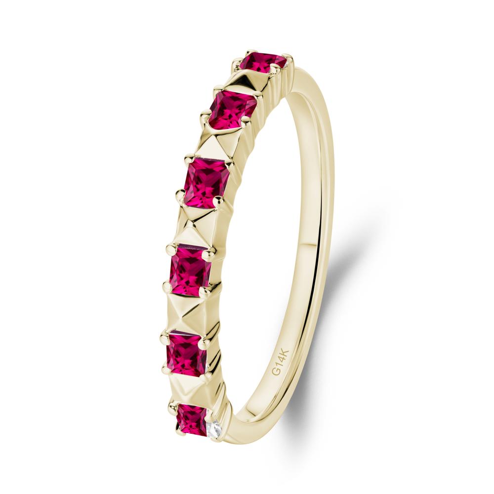 Princess Cut Ruby Eternity Ring - LUO Jewelry #metal_14k yellow gold