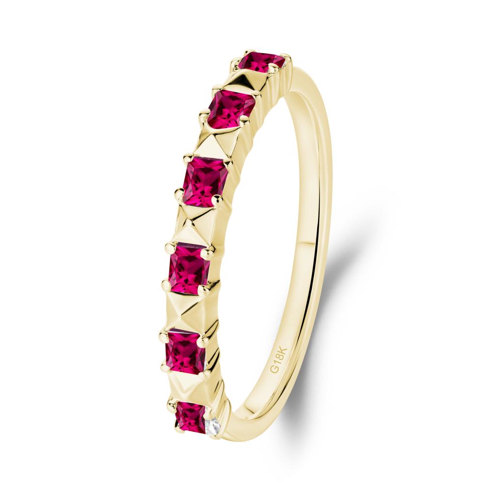 Princess Cut Ruby Eternity Ring - LUO Jewelry #metal_18k yellow gold