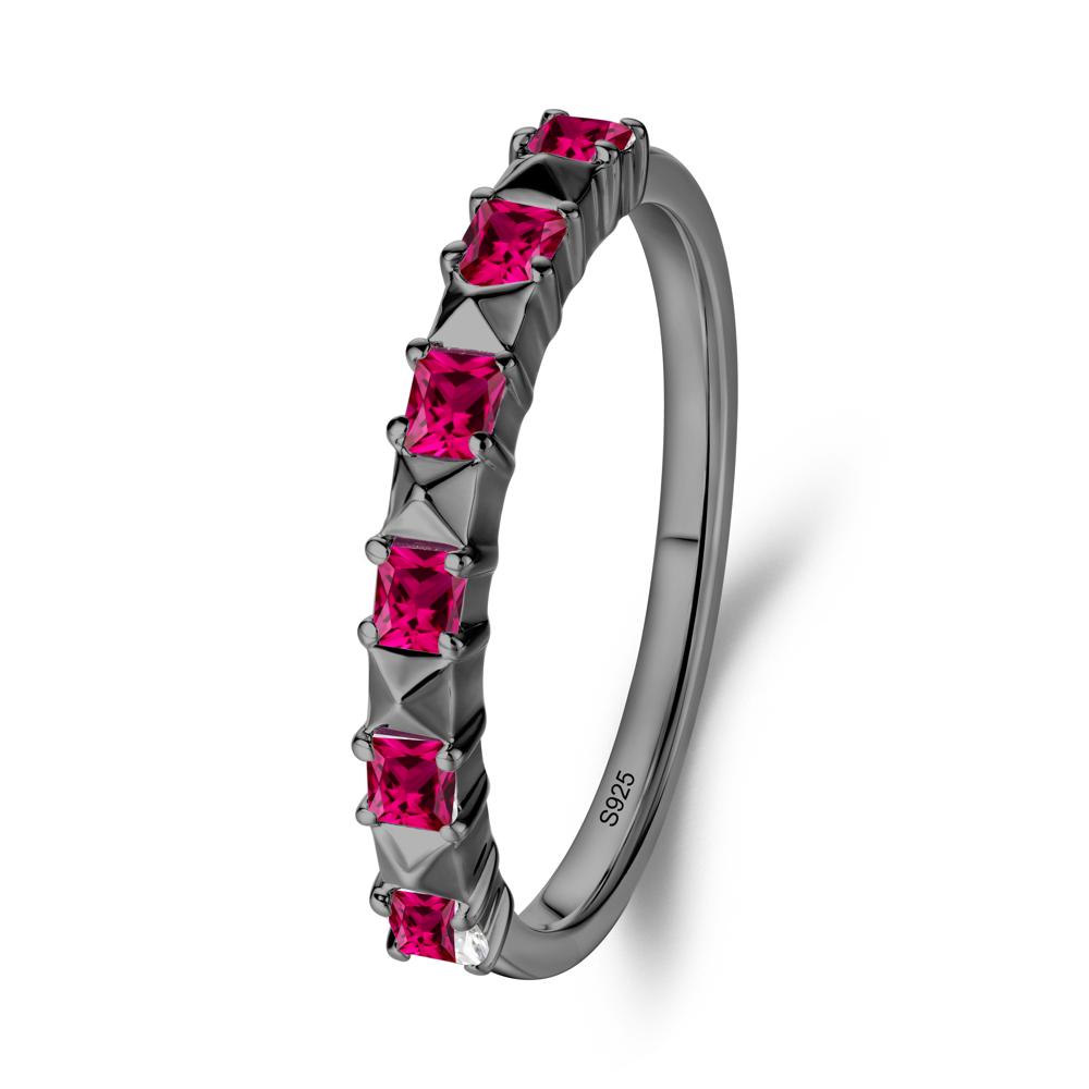 Princess Cut Ruby Eternity Ring - LUO Jewelry #metal_black finish sterling silver