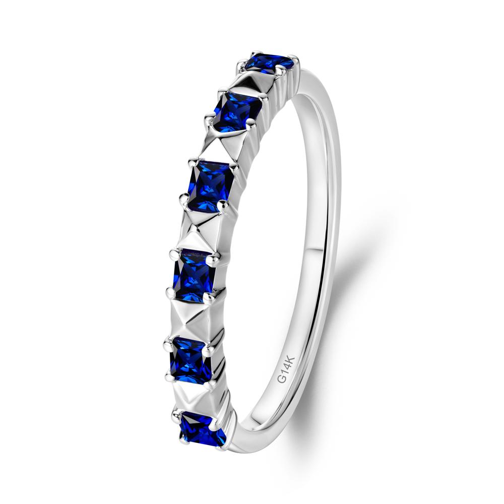 Princess Cut Sapphire Stacking Ring - LUO Jewelry #metal_14k white gold