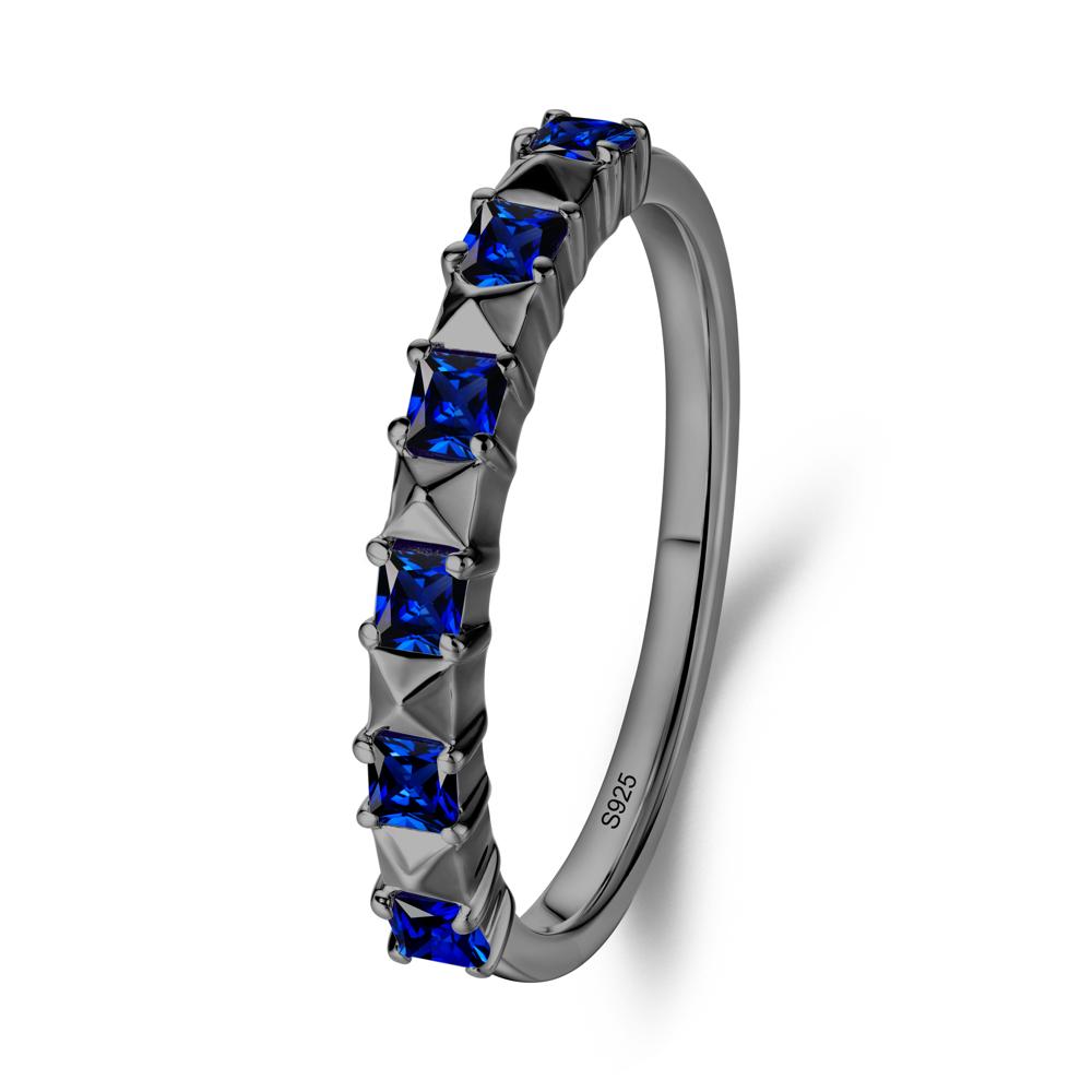 Princess Cut Sapphire Stacking Ring - LUO Jewelry #metal_black finish sterling silver