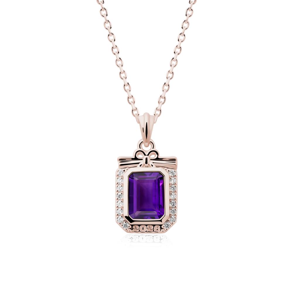Graduation Halo Amethyst Necklace - LUO Jewelry #metal_14k rose gold
