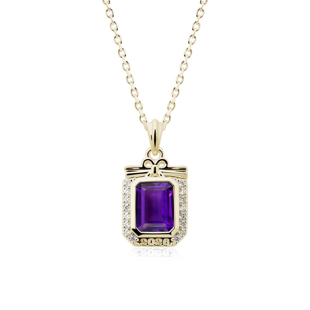 Graduation Halo Amethyst Necklace - LUO Jewelry #metal_14k yellow gold