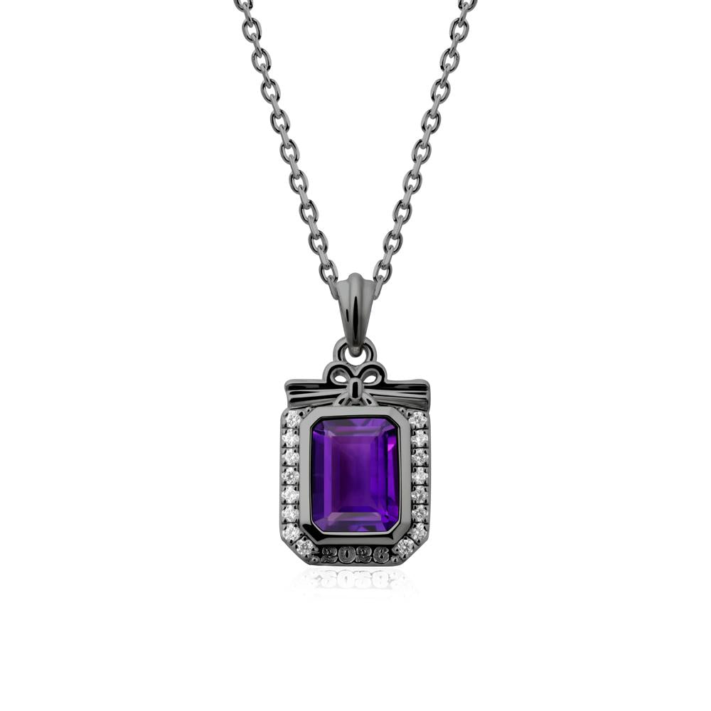 Graduation Halo Amethyst Necklace - LUO Jewelry #metal_black finish sterling silver