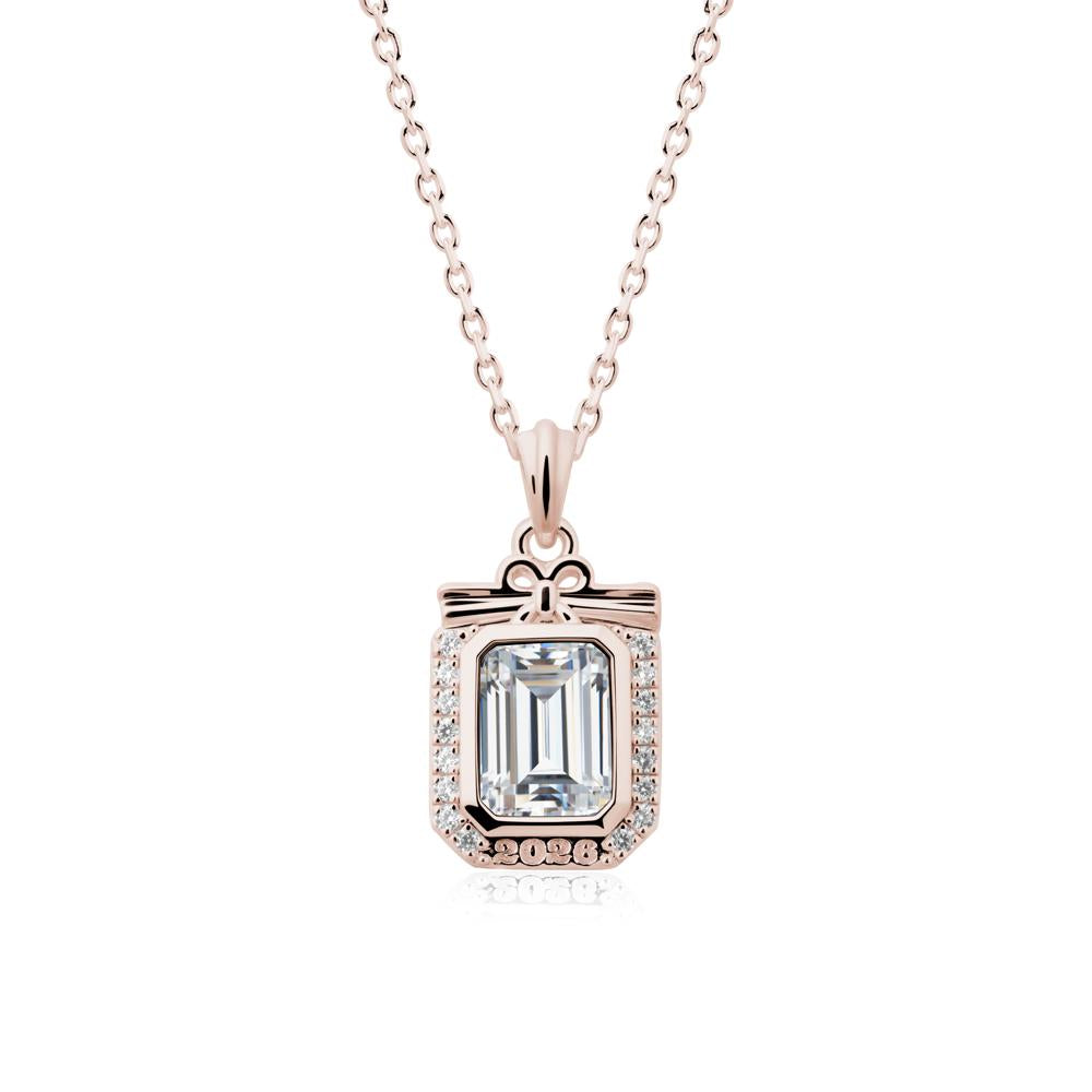 Graduation Halo Cubic Zirconia Necklace - LUO Jewelry #metal_14k rose gold