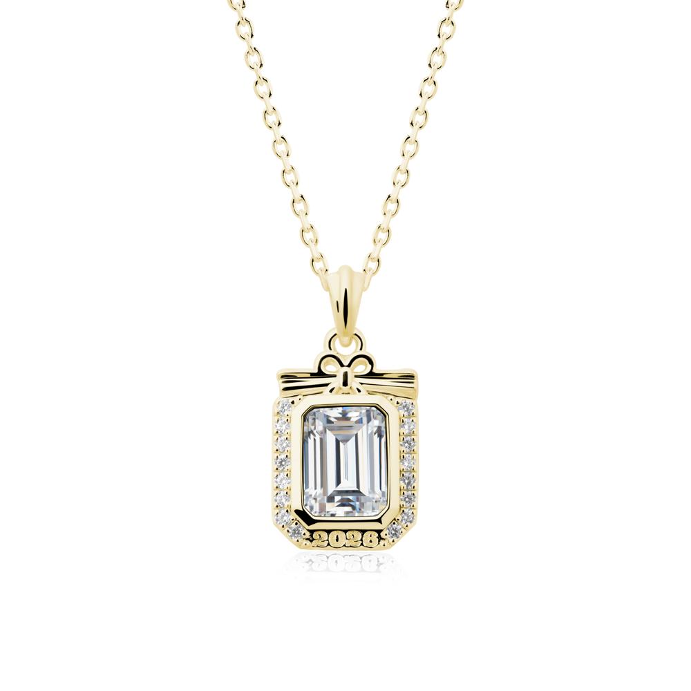 Graduation Halo Cubic Zirconia Necklace - LUO Jewelry #metal_18k yellow gold