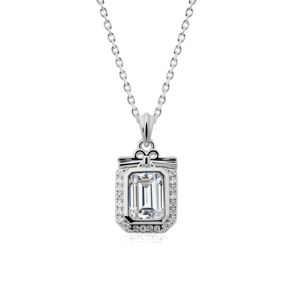 Graduation Halo Cubic Zirconia Necklace - LUO Jewelry #metal_platinum