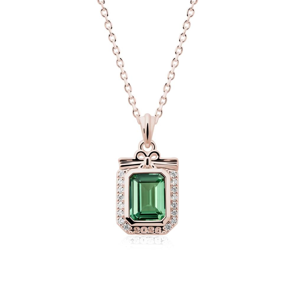 Graduation Halo Green Sapphire Necklace - LUO Jewelry #metal_14k rose gold