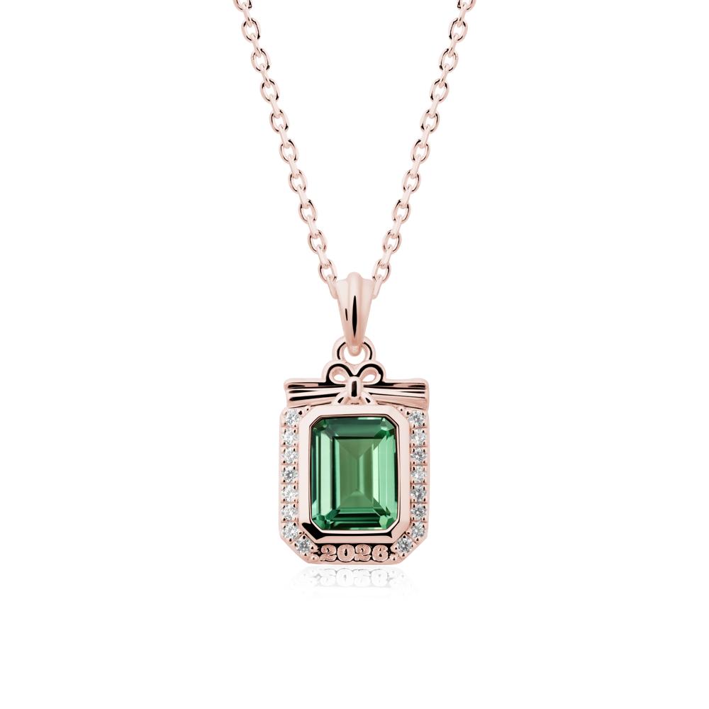 Graduation Halo Green Sapphire Necklace - LUO Jewelry #metal_18k rose gold