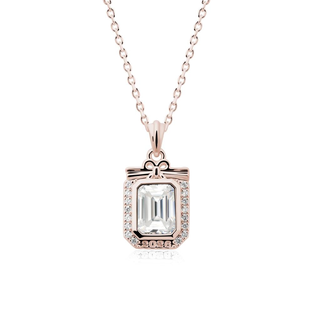 Graduation Halo Moissanite Necklace - LUO Jewelry #metal_14k rose gold