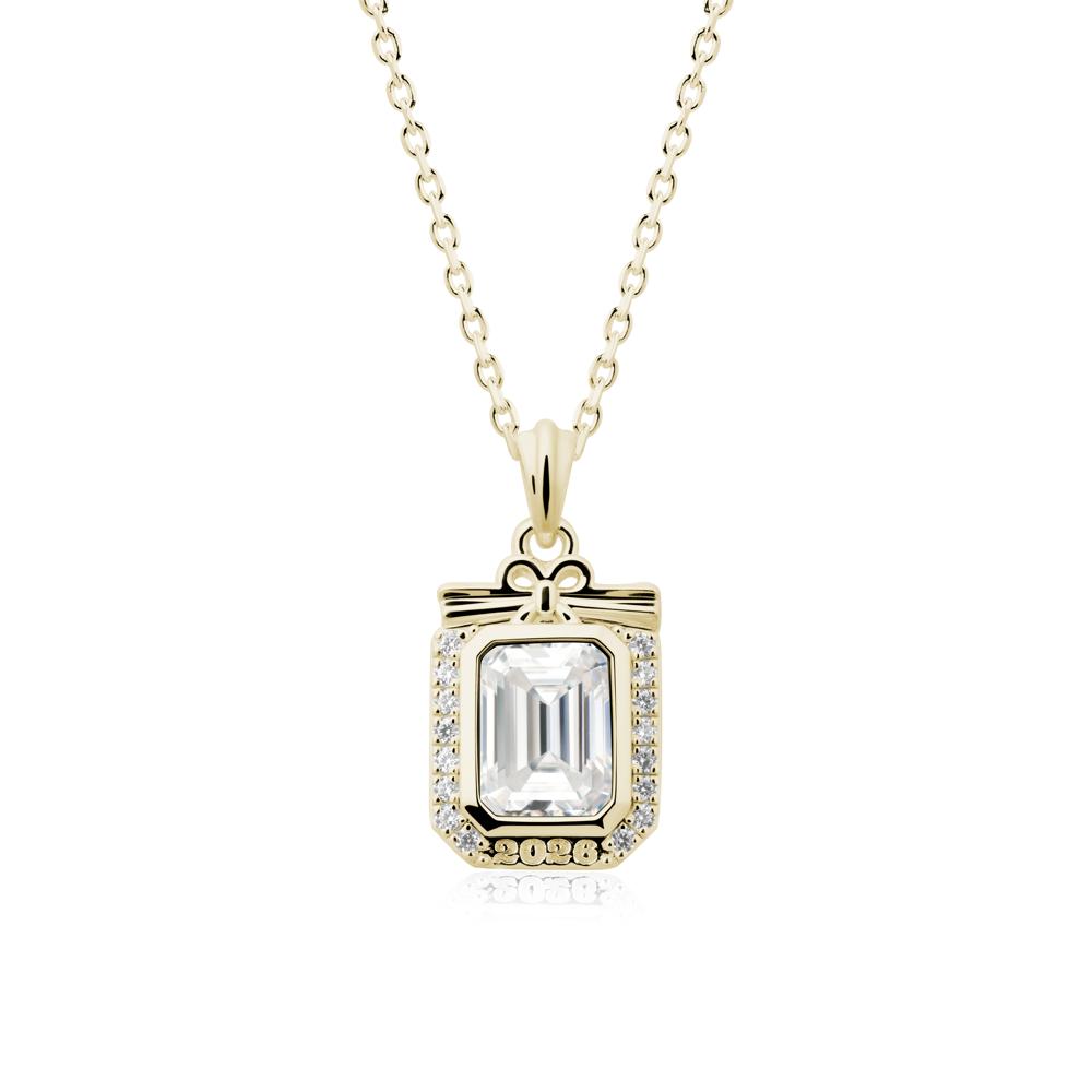 Graduation Halo Moissanite Necklace - LUO Jewelry #metal_14k yellow gold