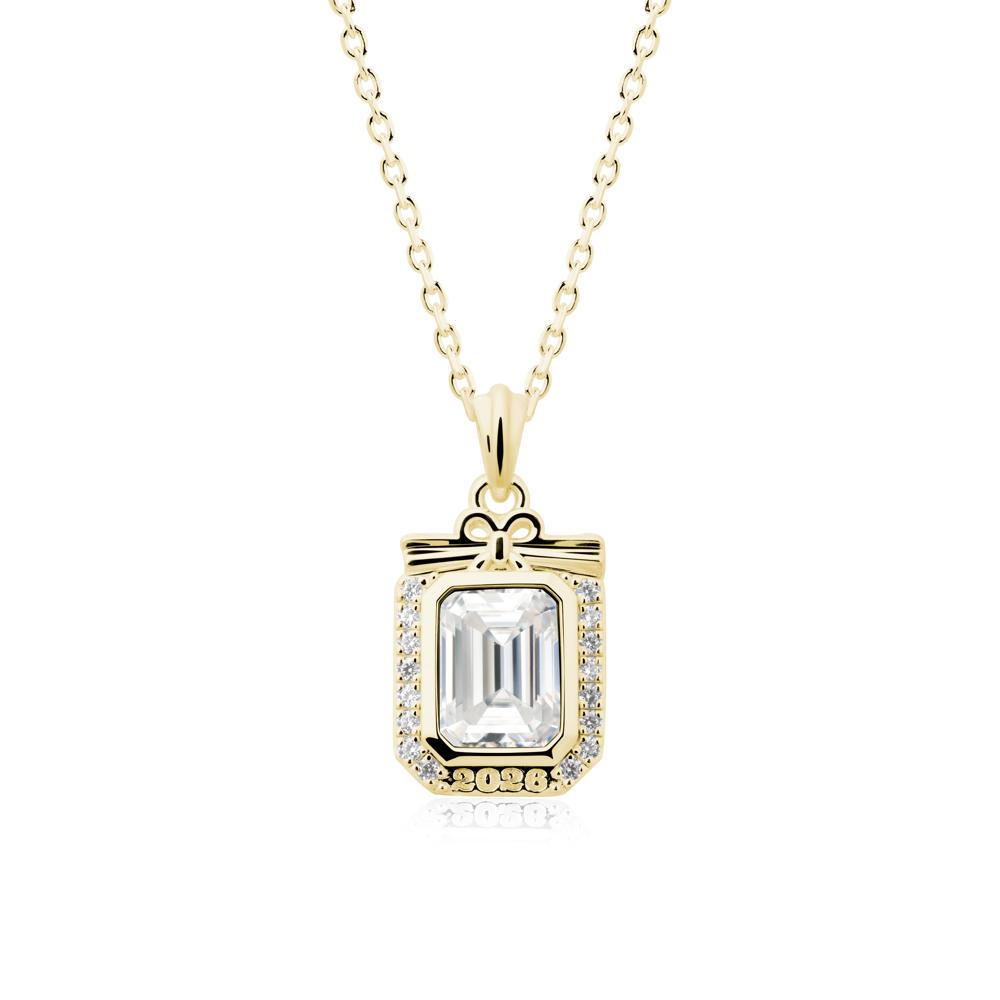 Graduation Halo Moissanite Necklace - LUO Jewelry #metal_18k yellow gold