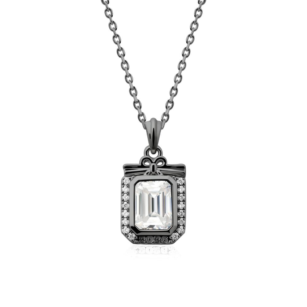 Graduation Halo Moissanite Necklace - LUO Jewelry #metal_black finish sterling silver