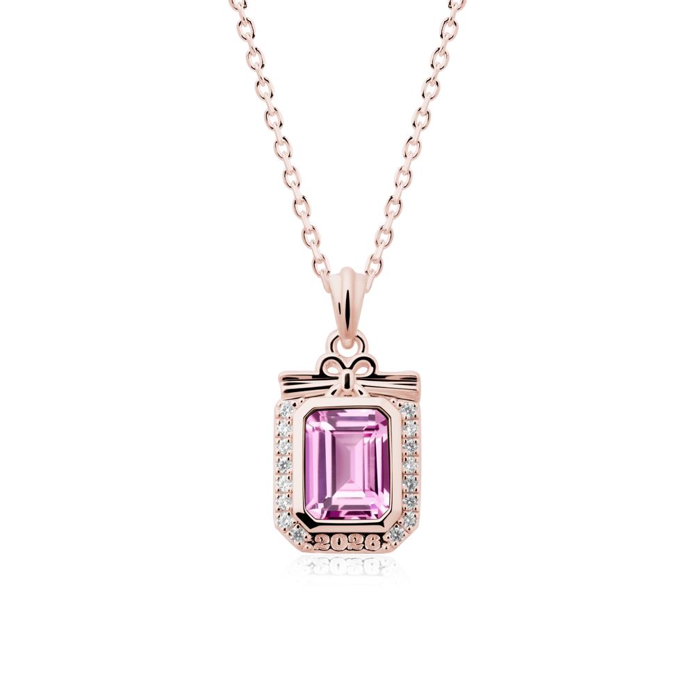 Graduation Halo Pink Sapphire Necklace - LUO Jewelry #metal_18k rose gold