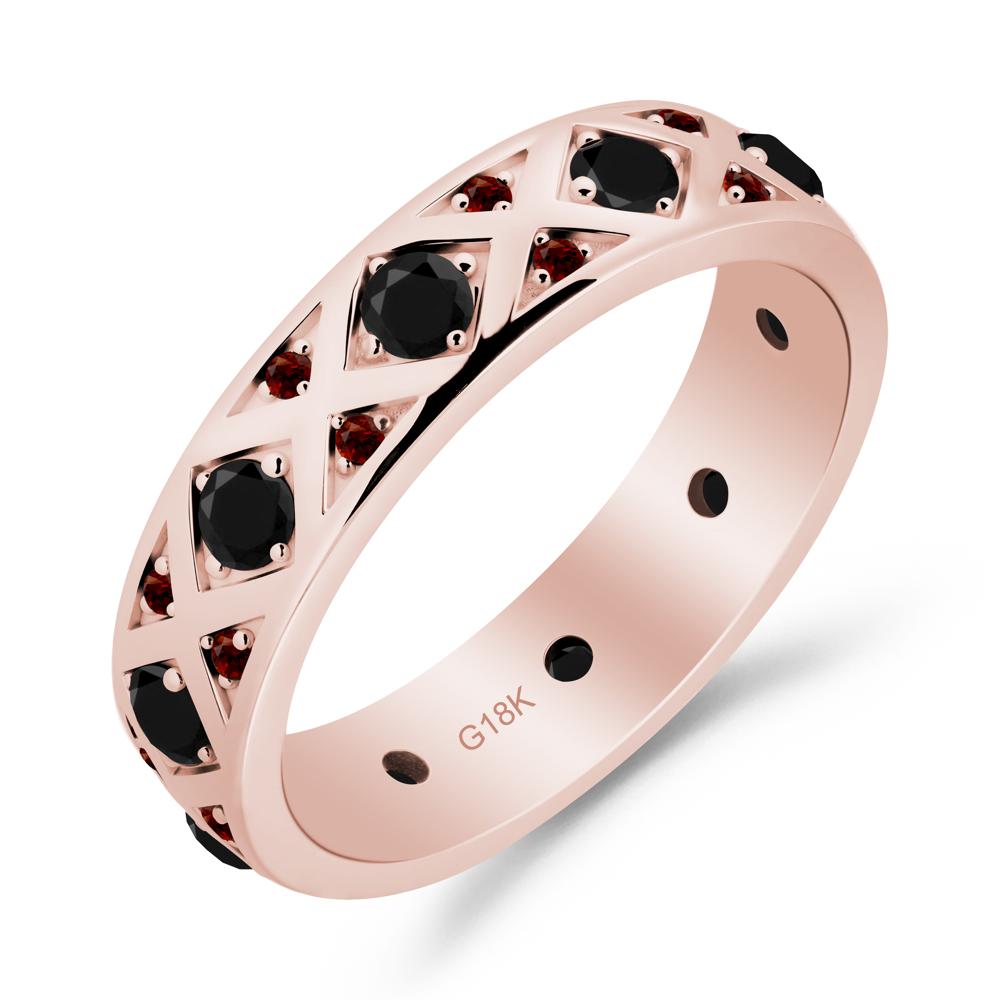 Black Spinel and Garnet and Garnet Eternity Band Ring - LUO Jewelry #metal_18k rose gold