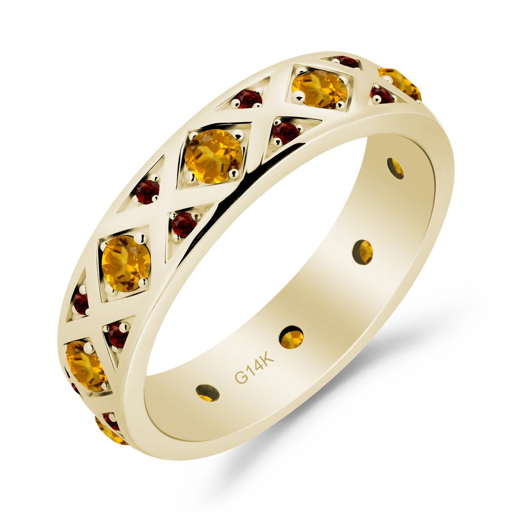 Round Citrine and Garnet and Garnet Statement Ring - LUO Jewelry #metal_14k yellow gold