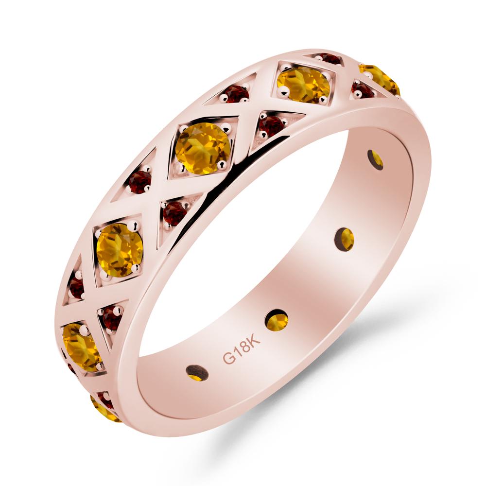 Round Citrine and Garnet and Garnet Statement Ring - LUO Jewelry #metal_18k rose gold