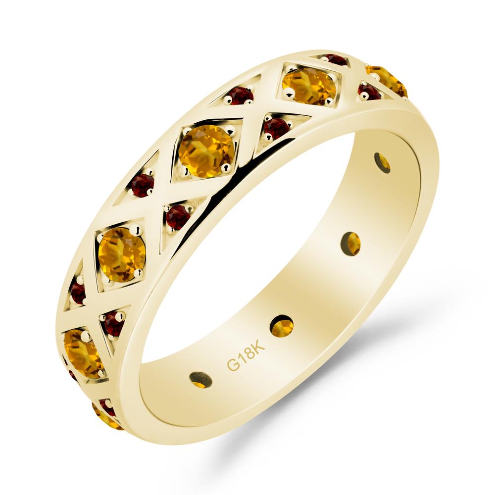 Round Citrine and Garnet and Garnet Statement Ring - LUO Jewelry #metal_18k yellow gold
