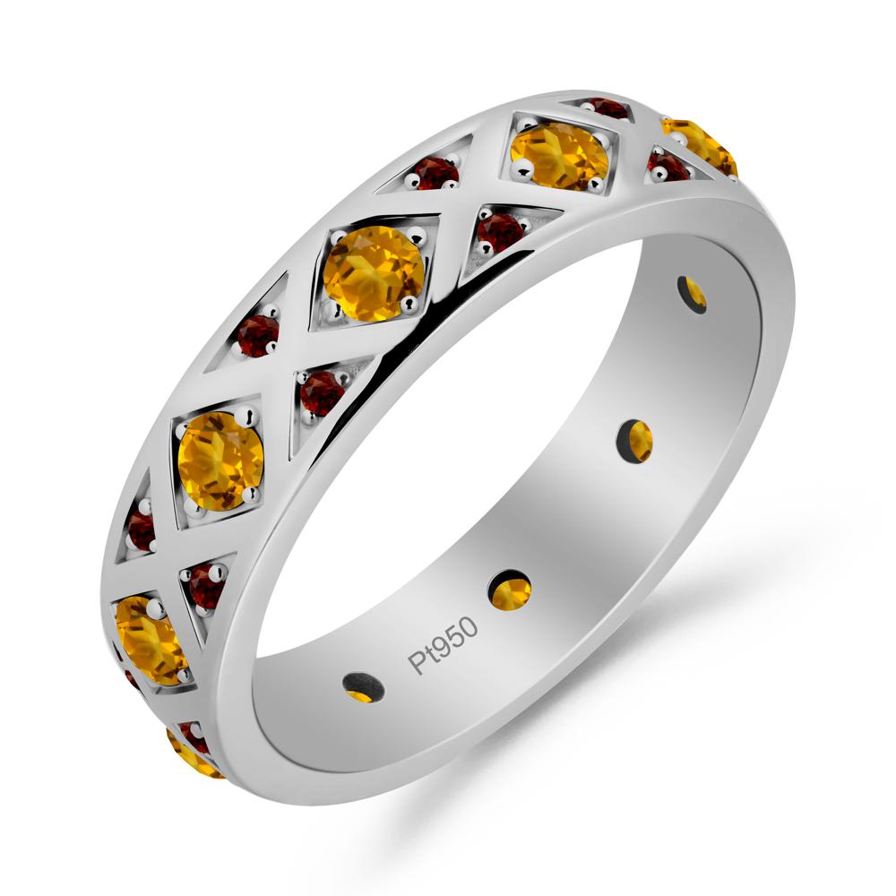 Round Citrine and Garnet and Garnet Statement Ring - LUO Jewelry #metal_platinum