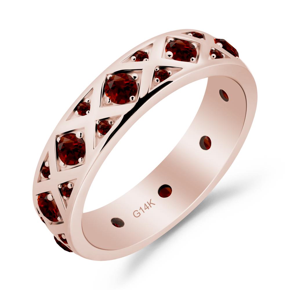 Garnet and Garnet Eternity Band Ring - LUO Jewelry #metal_14k rose gold