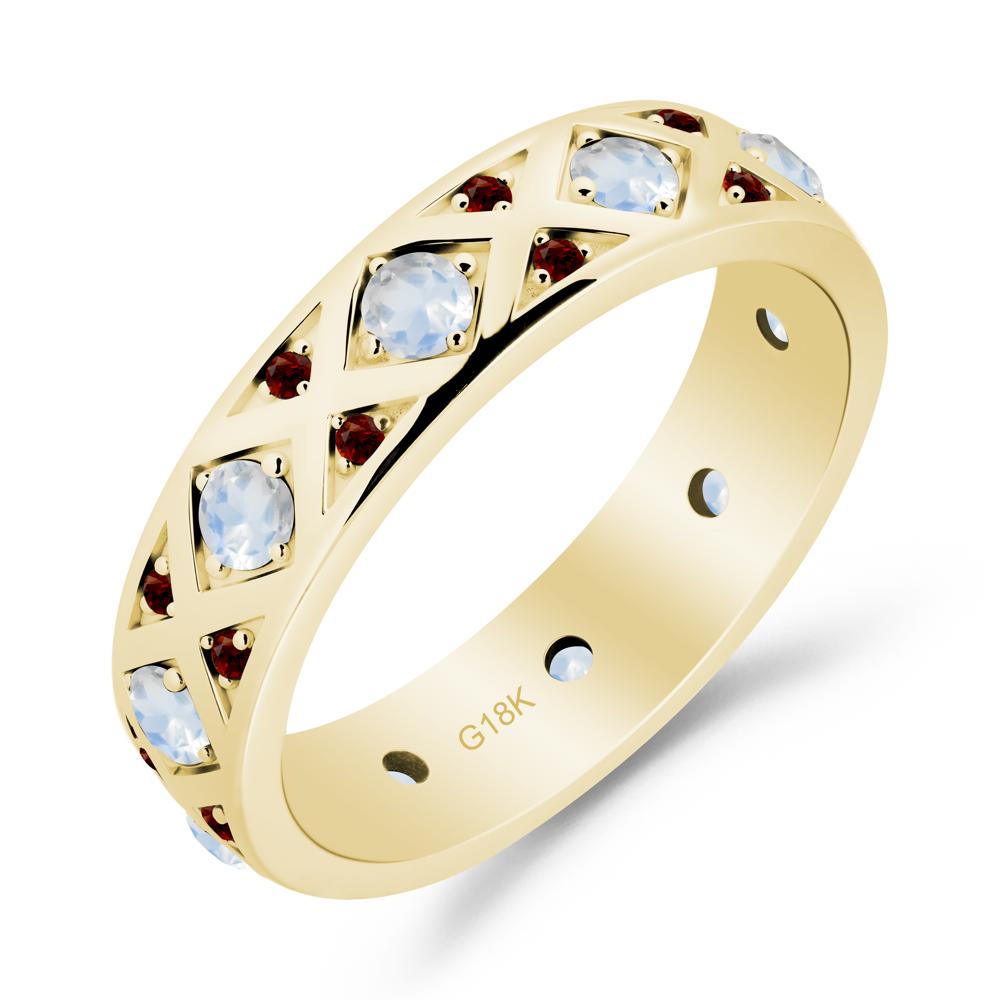 Moonstone and Garnet and Garnet Eternity Band Ring - LUO Jewelry #metal_18k yellow gold
