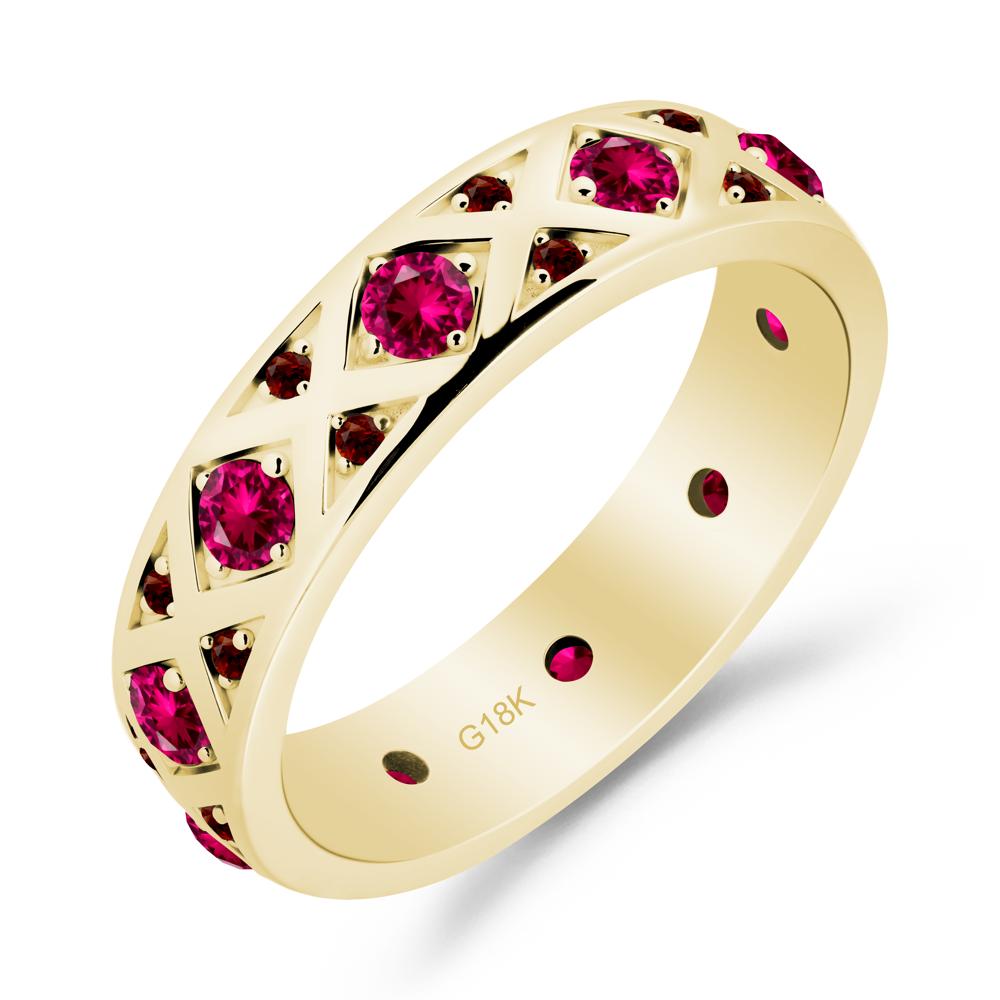 Round Ruby and Garnet and Garnet Statement Ring - LUO Jewelry #metal_18k yellow gold