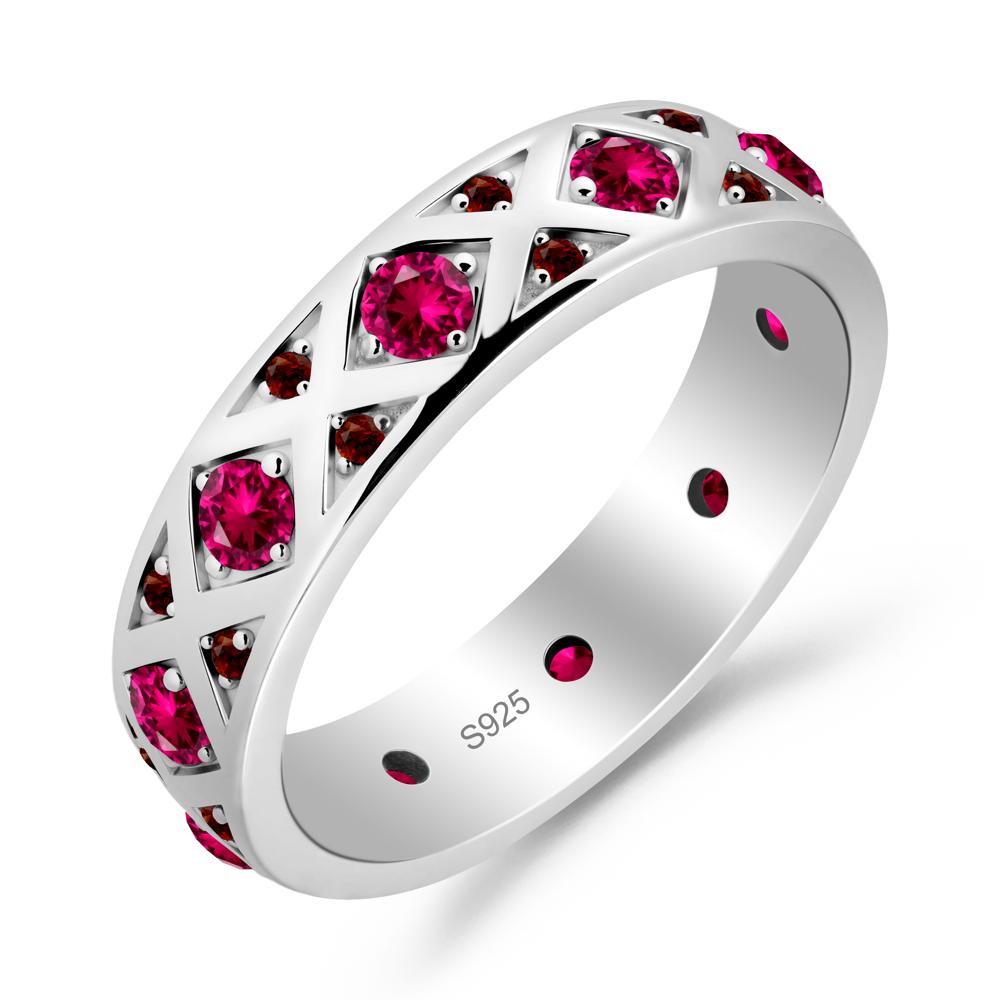 Round Ruby and Garnet and Garnet Statement Ring - LUO Jewelry #metal_sterling silver