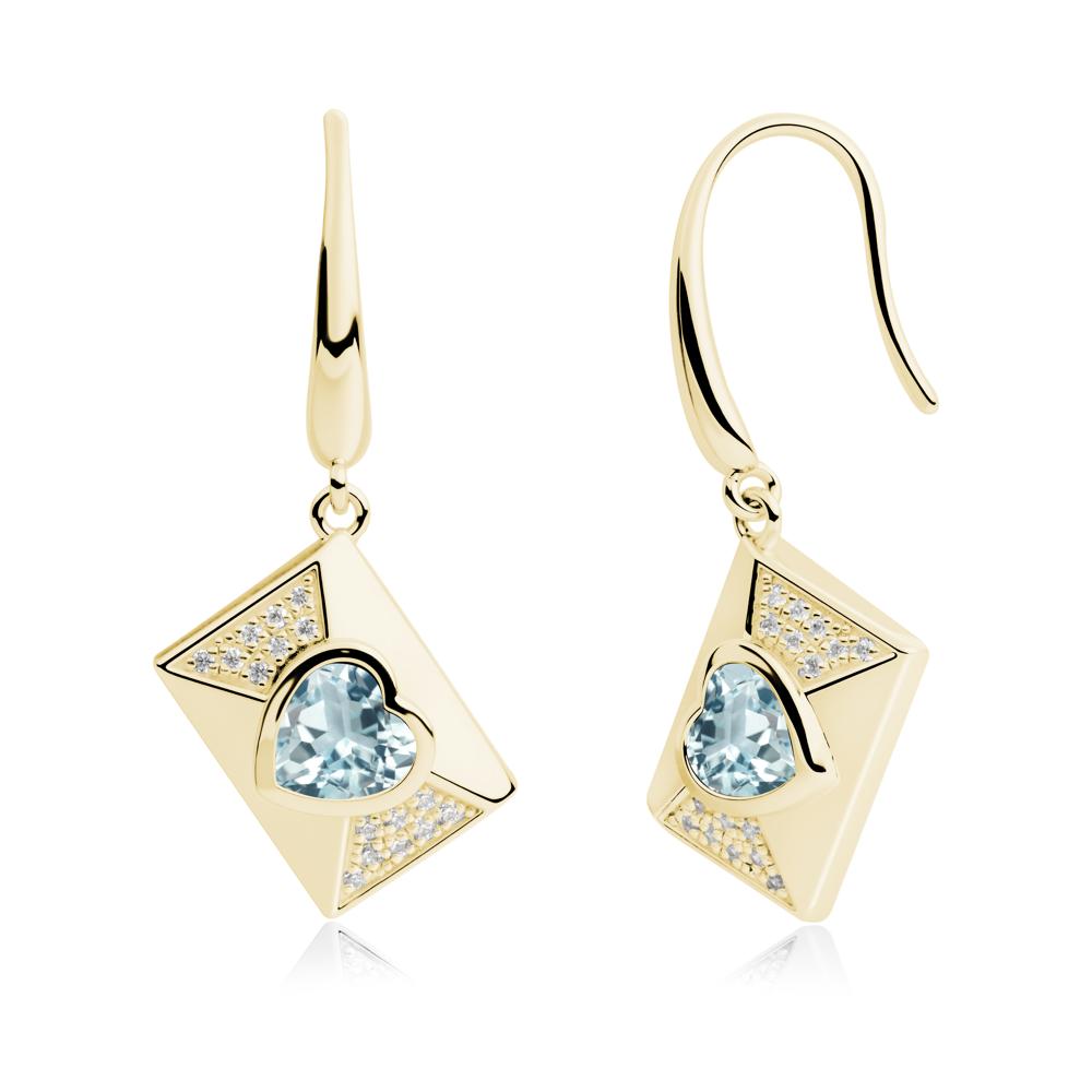 Secret Admirer Aquamarine Envelope Fish Hook Earrings - LUO Jewelry #metal_18k yellow gold