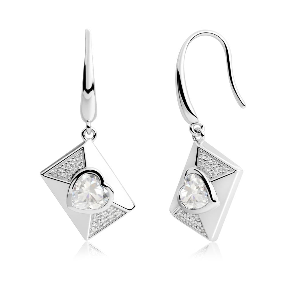 Bezel Set Heart Shaped Cubic Zirconia Shepherd Hook Earrings - LUO Jewelry #metal_14k white gold