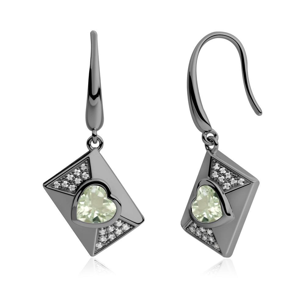 Secret Admirer Green Amethyst Envelope Fish Hook Earrings - LUO Jewelry #metal_black finish sterling silver