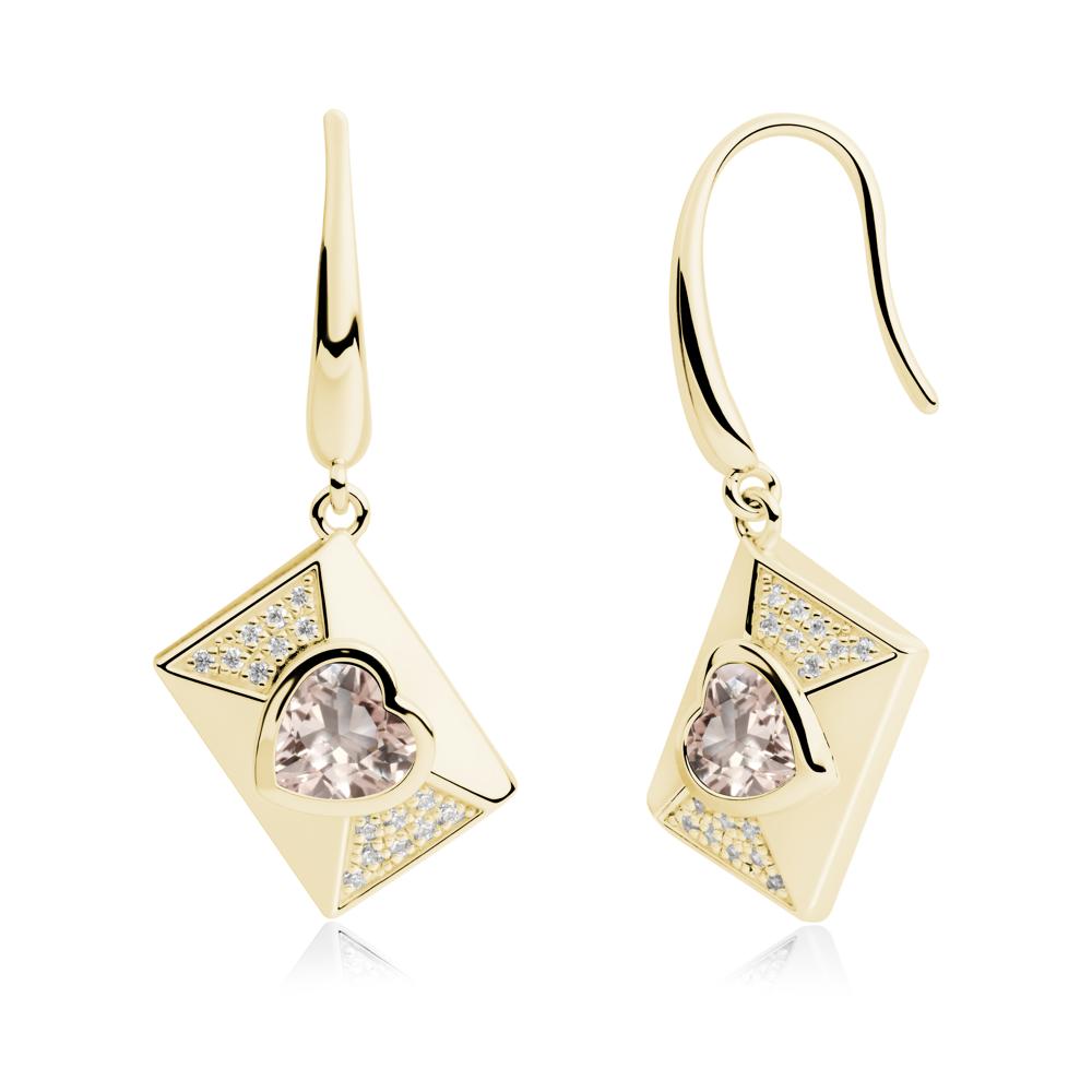 Secret Admirer Morganite Envelope Fish Hook Earrings - LUO Jewelry #metal_18k yellow gold