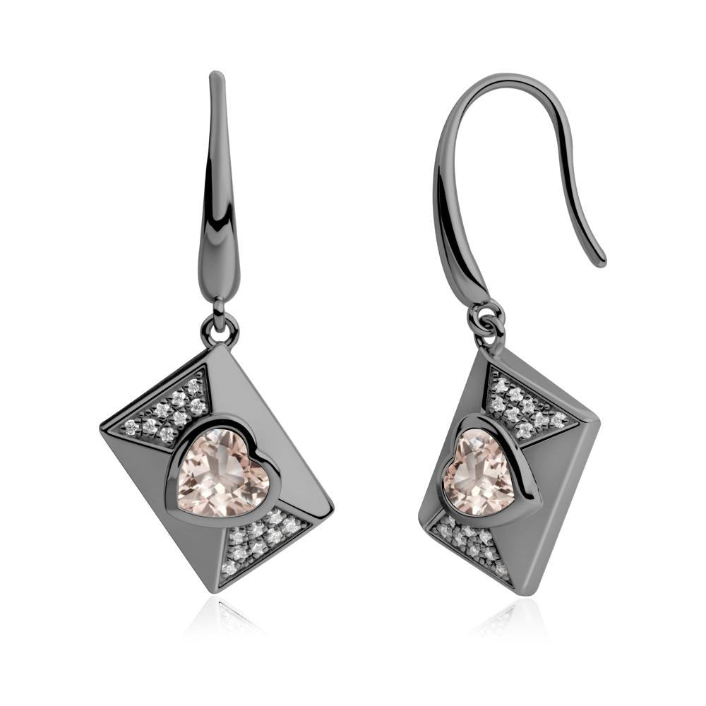 Secret Admirer Morganite Envelope Fish Hook Earrings - LUO Jewelry #metal_black finish sterling silver