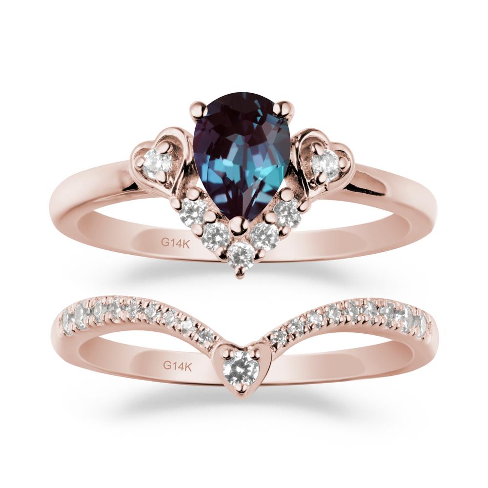 Pear-Cut Alexandrite Heart Bridal Set - LUO Jewelry #metal_xxxxx