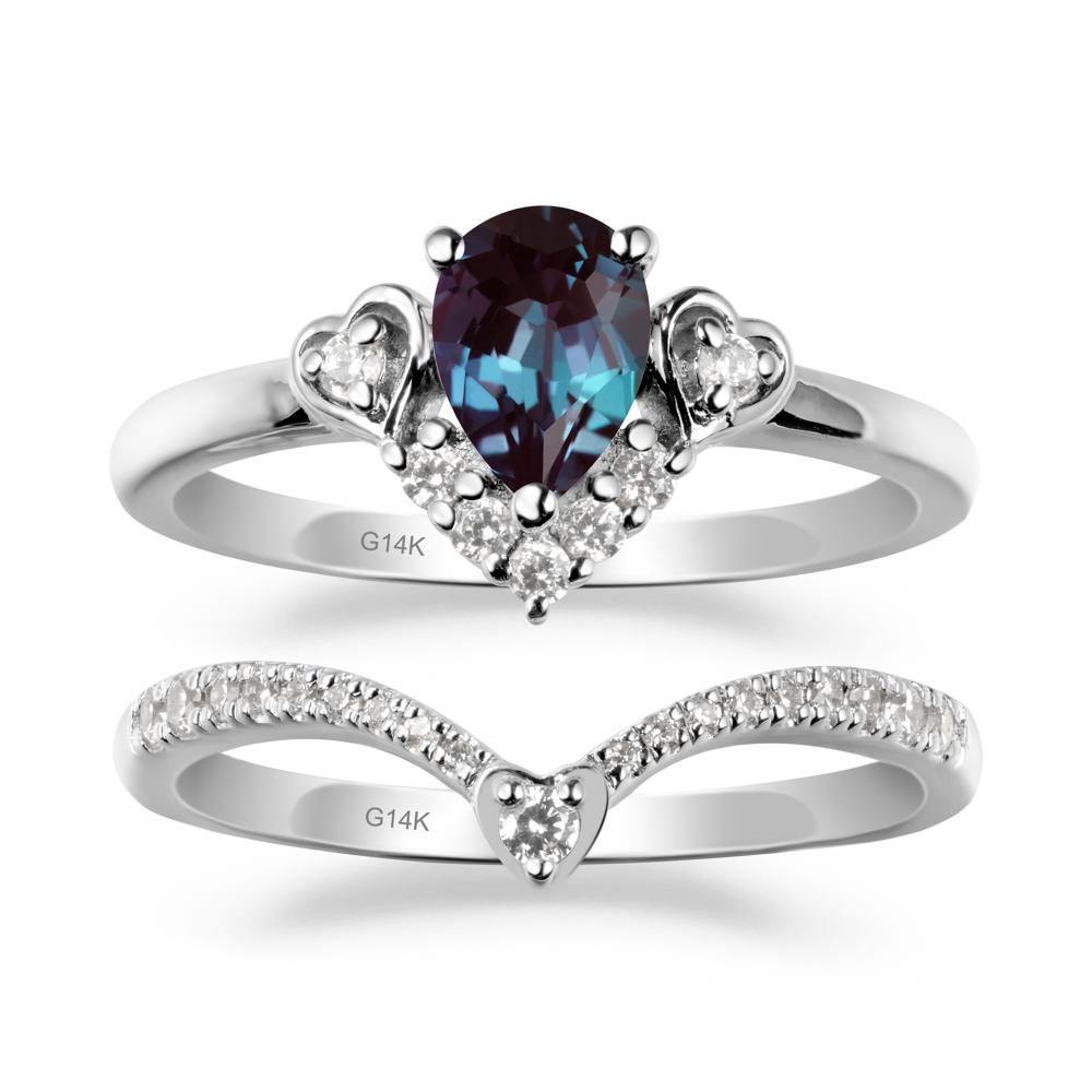 Pear-Cut Alexandrite Heart Bridal Set - LUO Jewelry #metal_xxxxx
