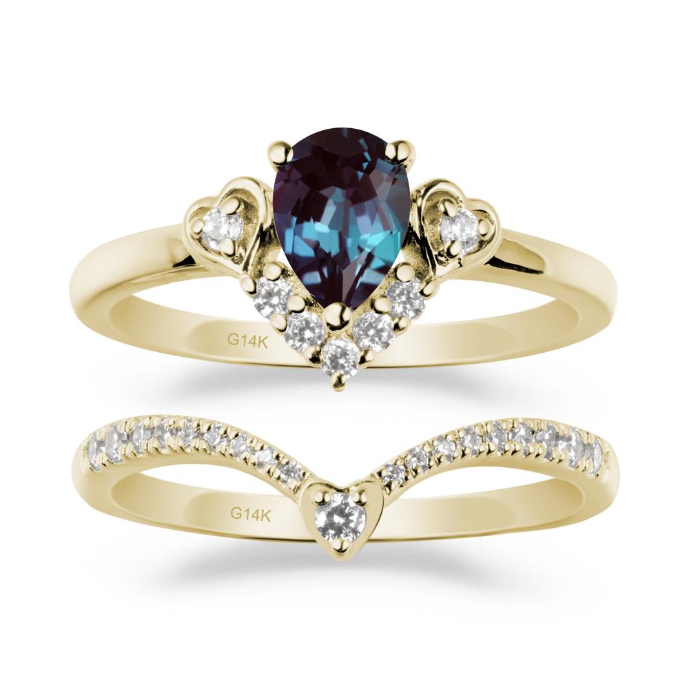 Pear-Cut Alexandrite Heart Bridal Set - LUO Jewelry #metal_xxxxx