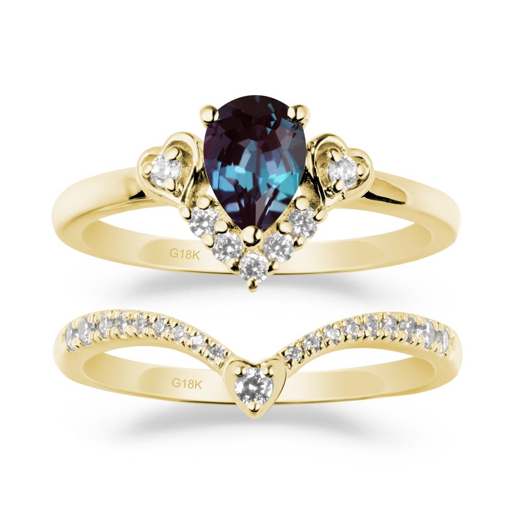 Pear-Cut Alexandrite Heart Bridal Set - LUO Jewelry #metal_xxxxx