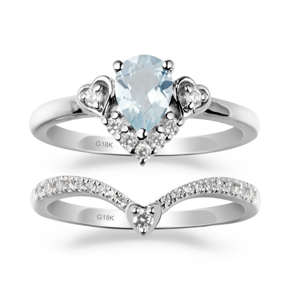 Tiara-Inspired Pear Shaped Aquamarine Ring Set - LUO Jewelry #metal_xxxxx