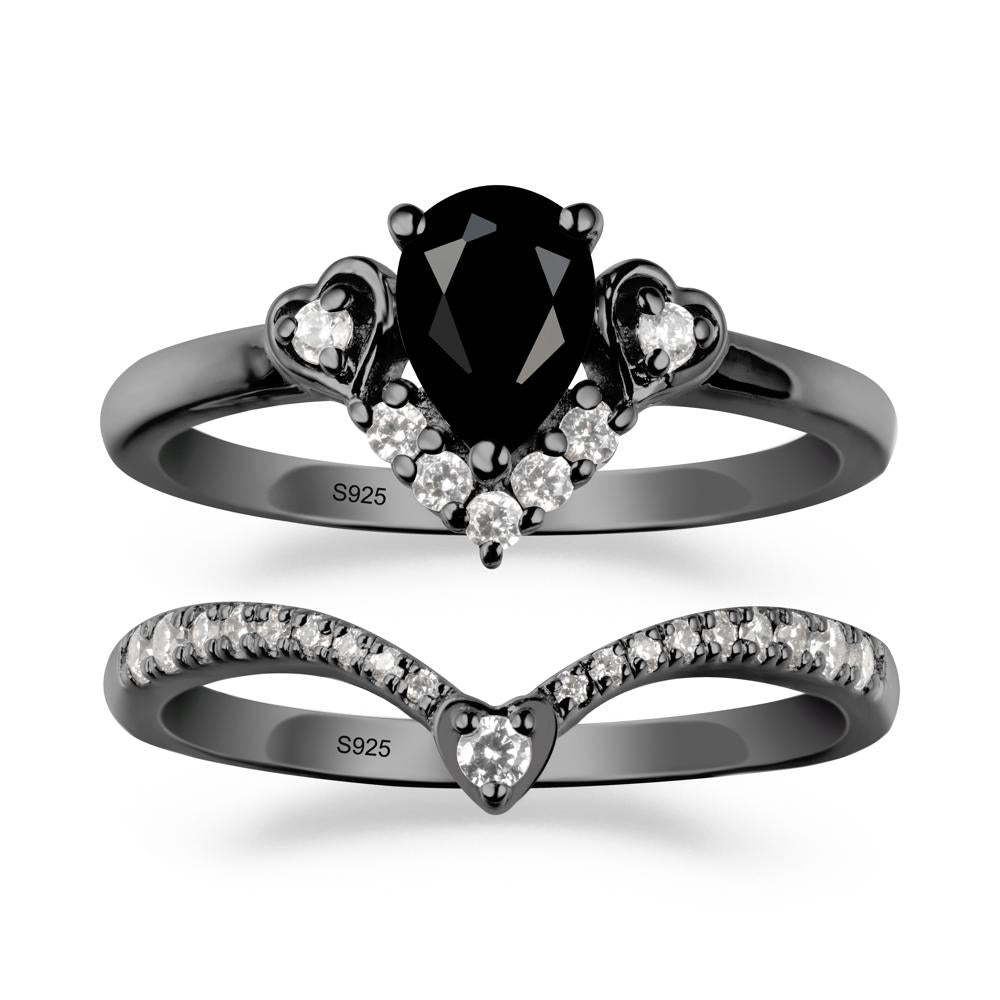 Black Spinel Tiara Ring Set - LUO Jewelry #metal_xxxxx