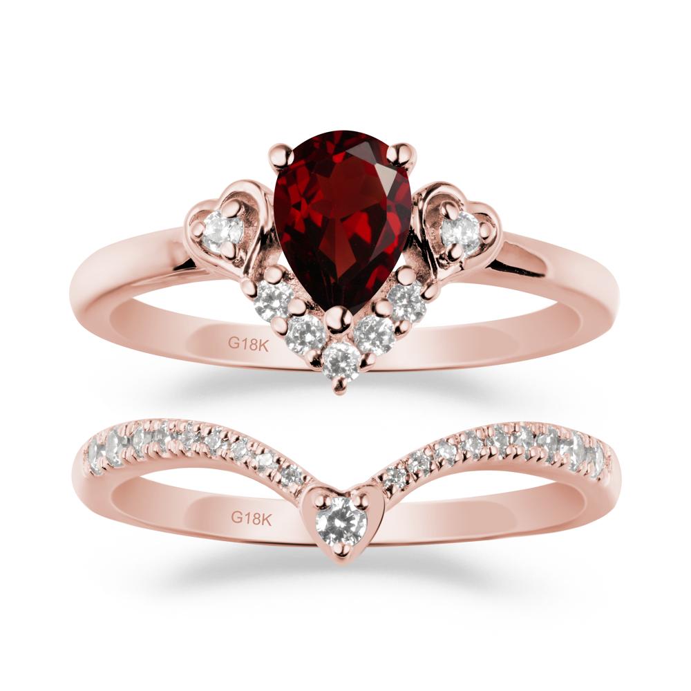 Tiara-Inspired Pear Shaped Garnet Ring Set - LUO Jewelry #metal_xxxxx